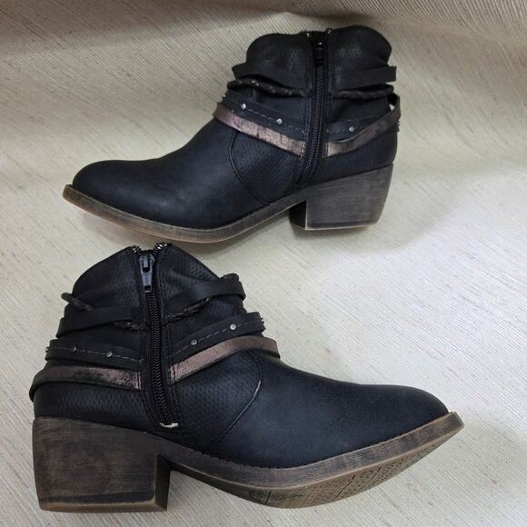 SO Sonoma Kohls black ankle fashion boots womens sz. 8M chunk heel - Picture 5 of 11